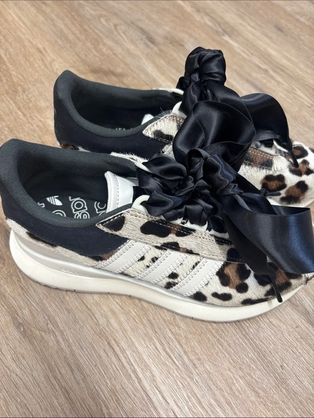 adidas Leopard Print Sneakers in Black, Brown & Cream